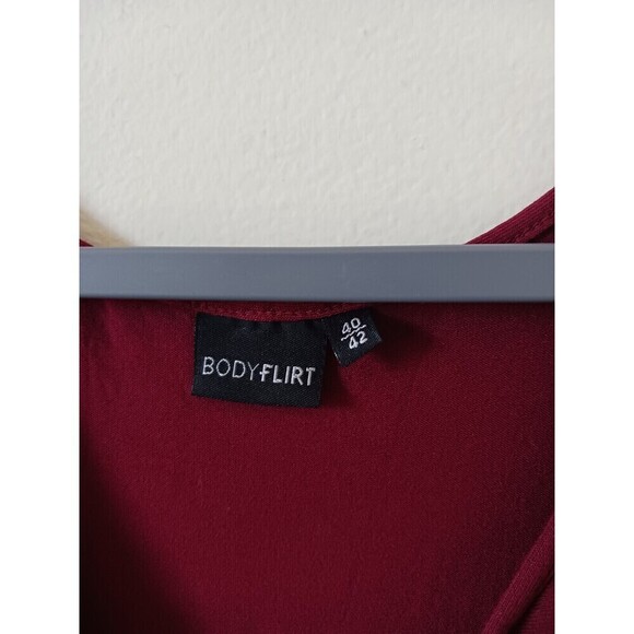 Bodyflirt Maxi Dress 3/4 Sleeve Stretch V Neck Stretch Burgundy Size M - Picture 4 of 6